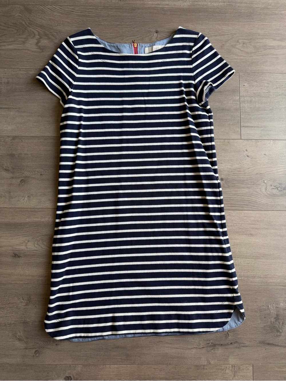 Loft Navy and White Striped Short Sleeve Dress - size small